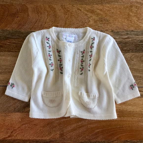 Infant delicate knit cardigan sweater 6-12mo - Picture 1 of 8